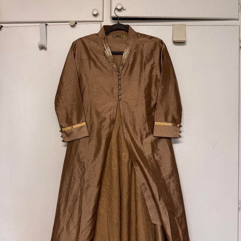 2 piece Misi gold and brown embroidered kurta